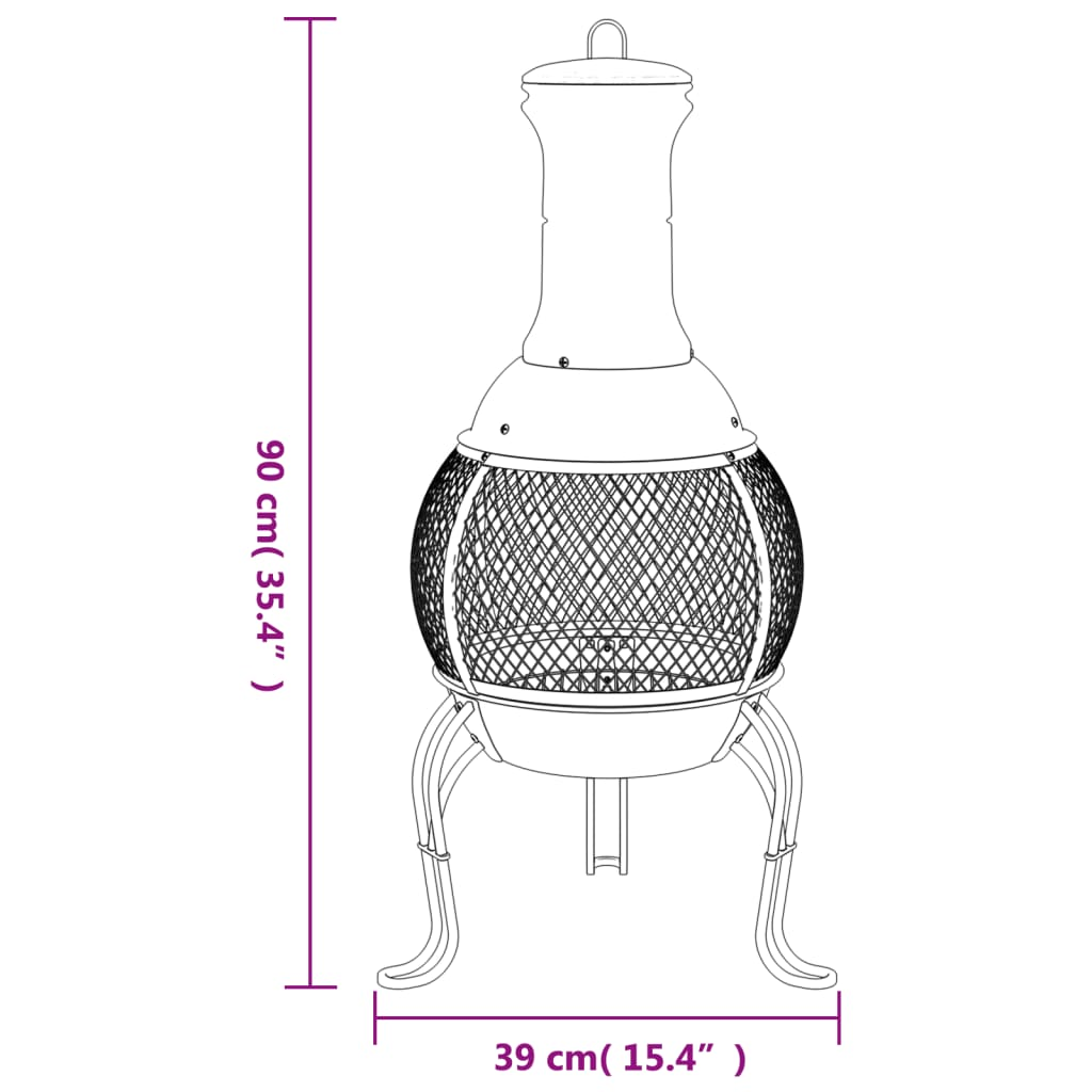 vidaXL Garden Stove with Poker 39x39x90 cm Steel