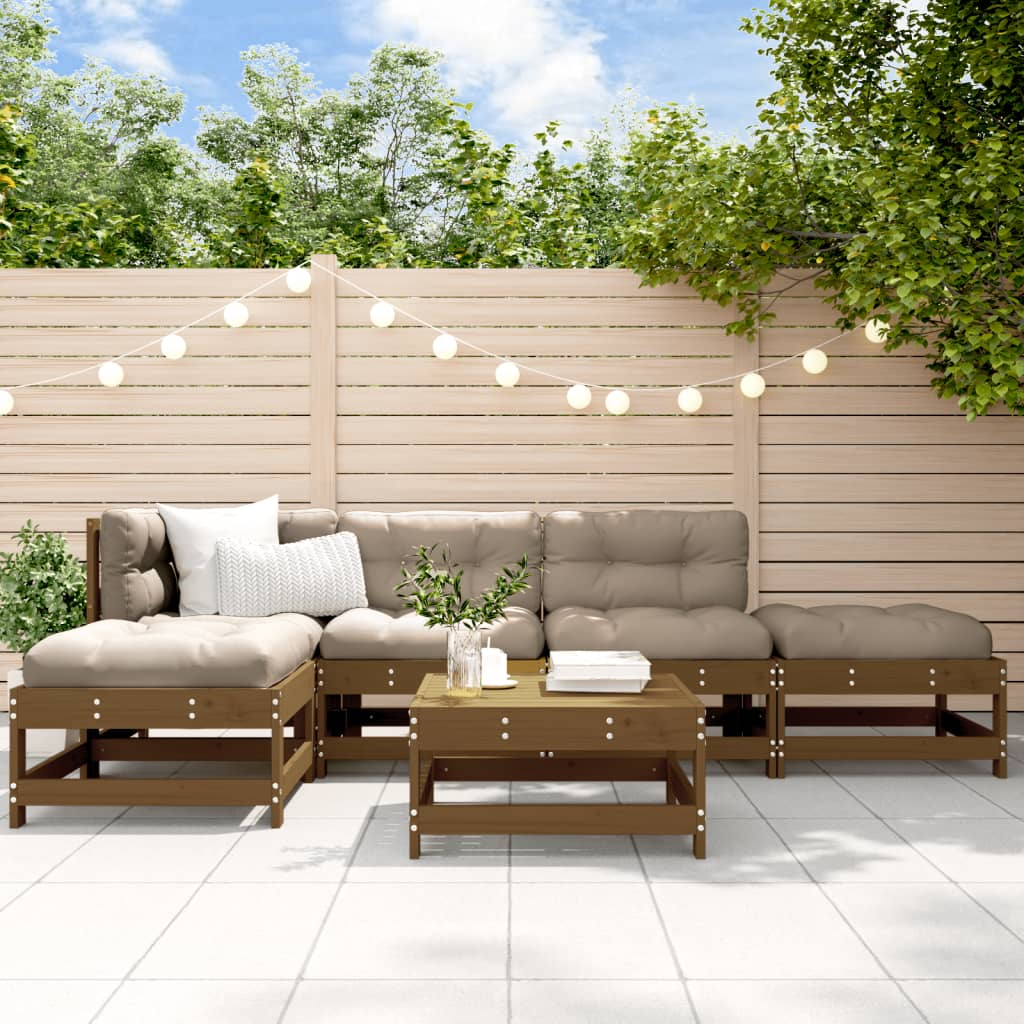 vidaXL 6 Piece Garden Lounge Set Honey Brown Solid Wood Pine