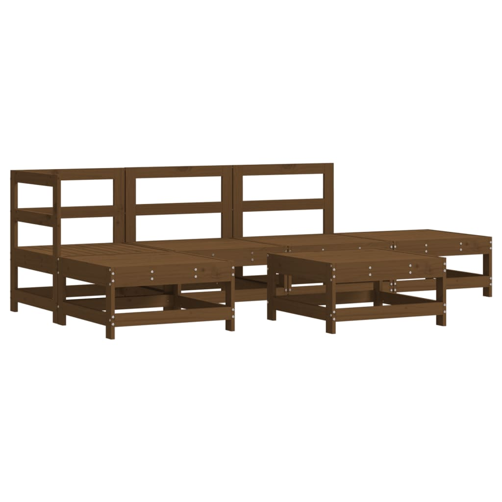 vidaXL 6 Piece Garden Lounge Set Honey Brown Solid Wood Pine