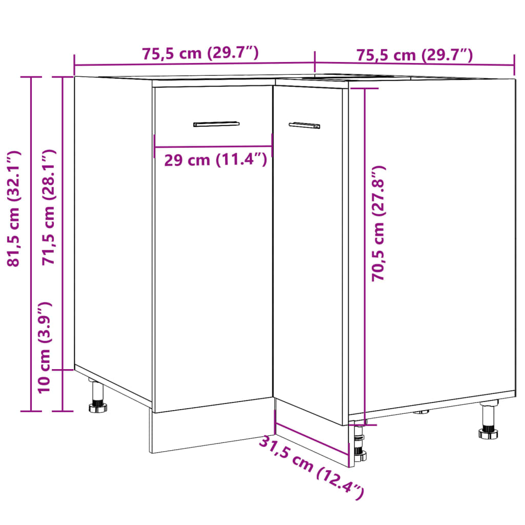 vidaXL Kitchen Cabinet Old Wood 75.5x75.5x81.5 cm Engineered Wood
