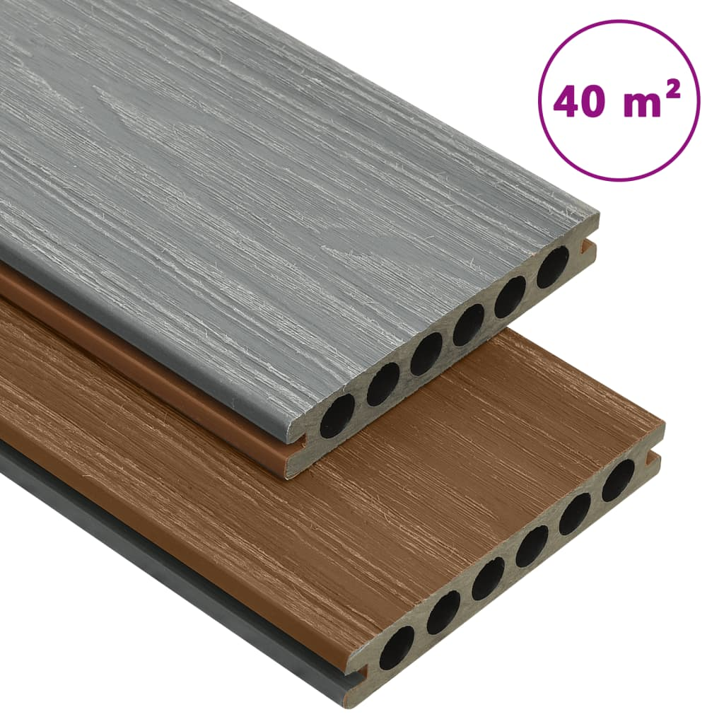 vidaXL WPC Decking Boards with Accessories Brown and Grey 40 m² 2.2 m