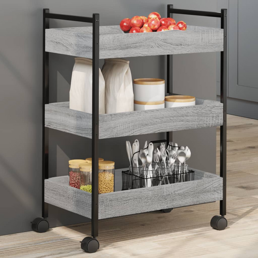 vidaXL Kitchen Trolley Grey Sonoma 50x30x70 cm Engineered Wood