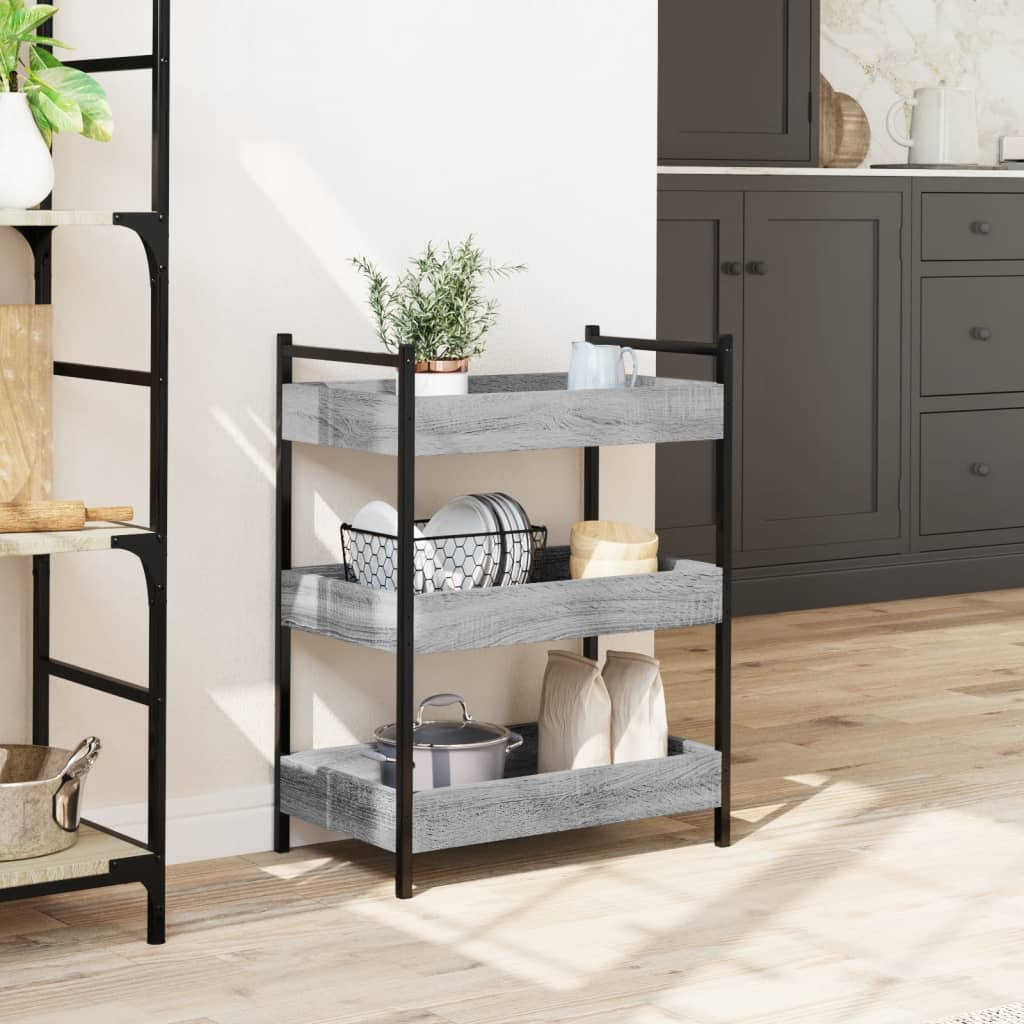 vidaXL Kitchen Trolley Grey Sonoma 50x30x70 cm Engineered Wood