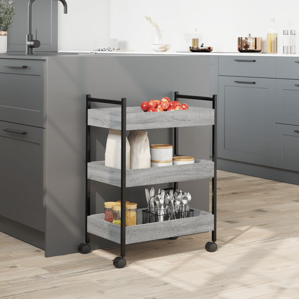 vidaXL Kitchen Trolley Grey Sonoma 50x30x70 cm Engineered Wood