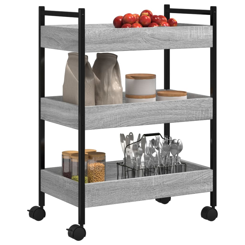 vidaXL Kitchen Trolley Grey Sonoma 50x30x70 cm Engineered Wood