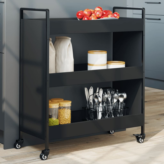 vidaXL Kitchen Trolley Black 70x30x82 cm Engineered Wood