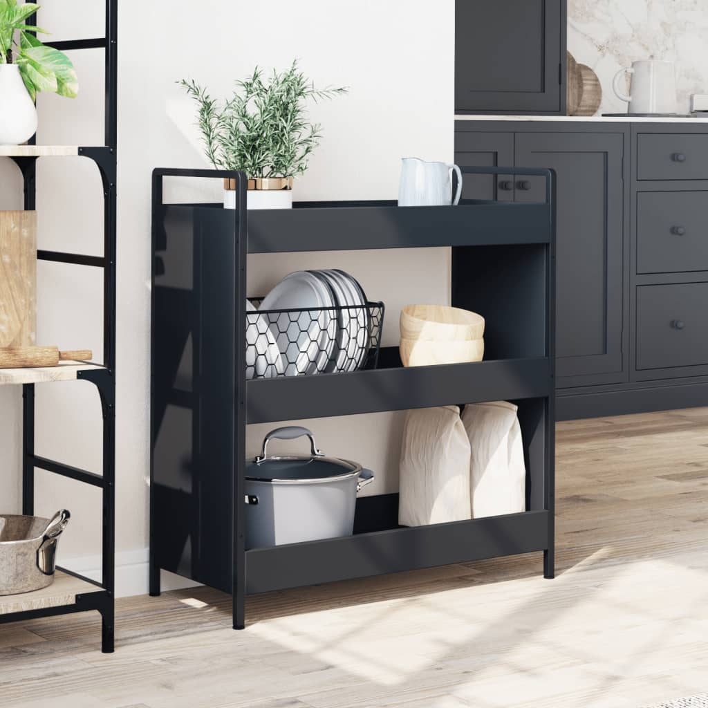 vidaXL Kitchen Trolley Black 70x30x82 cm Engineered Wood