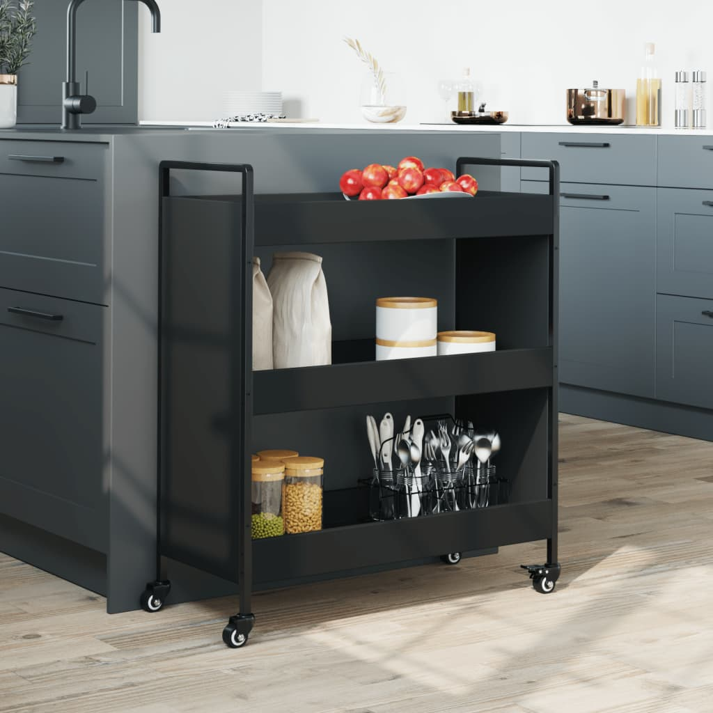 vidaXL Kitchen Trolley Black 70x30x82 cm Engineered Wood