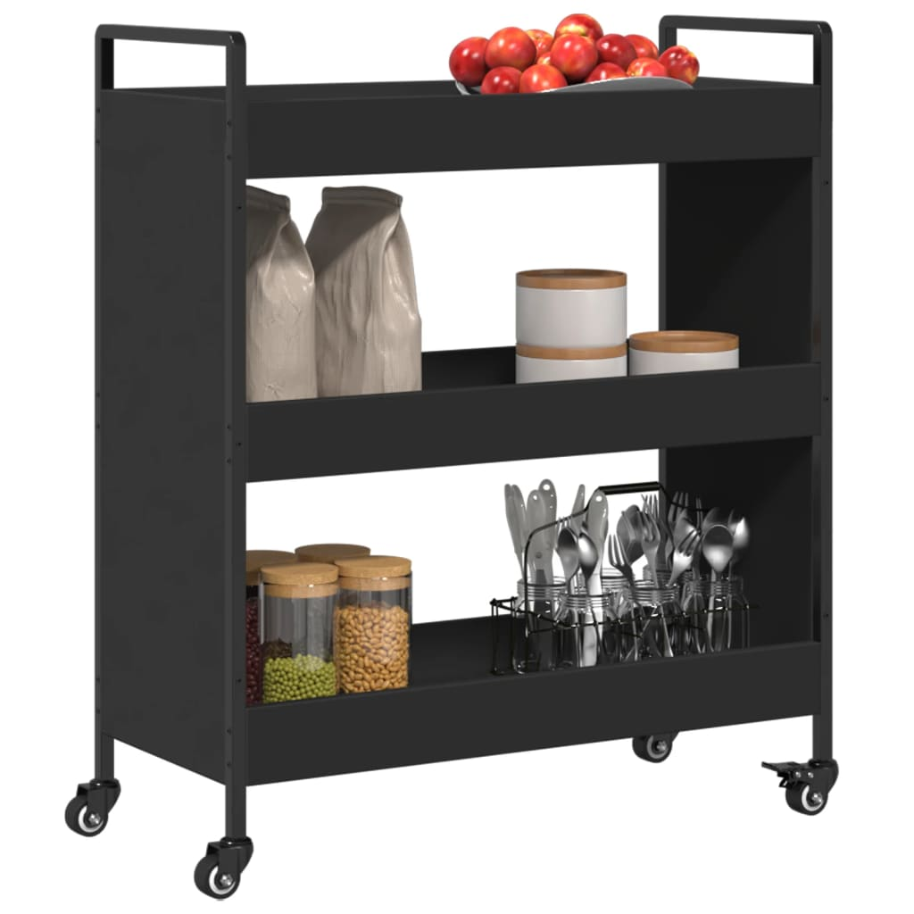 vidaXL Kitchen Trolley Black 70x30x82 cm Engineered Wood