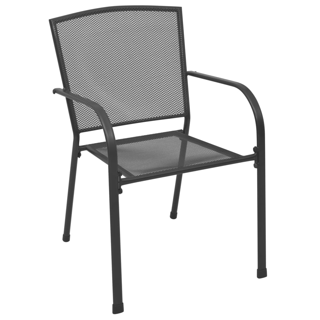 vidaXL Stackable Garden Chair Set 7 pcs Anthracite Powder-coated Steel