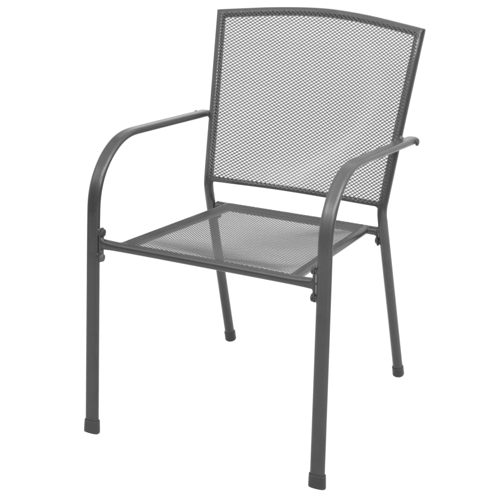 vidaXL Stackable Garden Chair Set 7 pcs Anthracite Powder-coated Steel