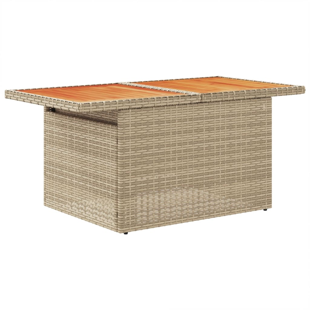 vidaXL Garden Table Beige 100x55x73 cm Poly Rattan and Acacia Wood