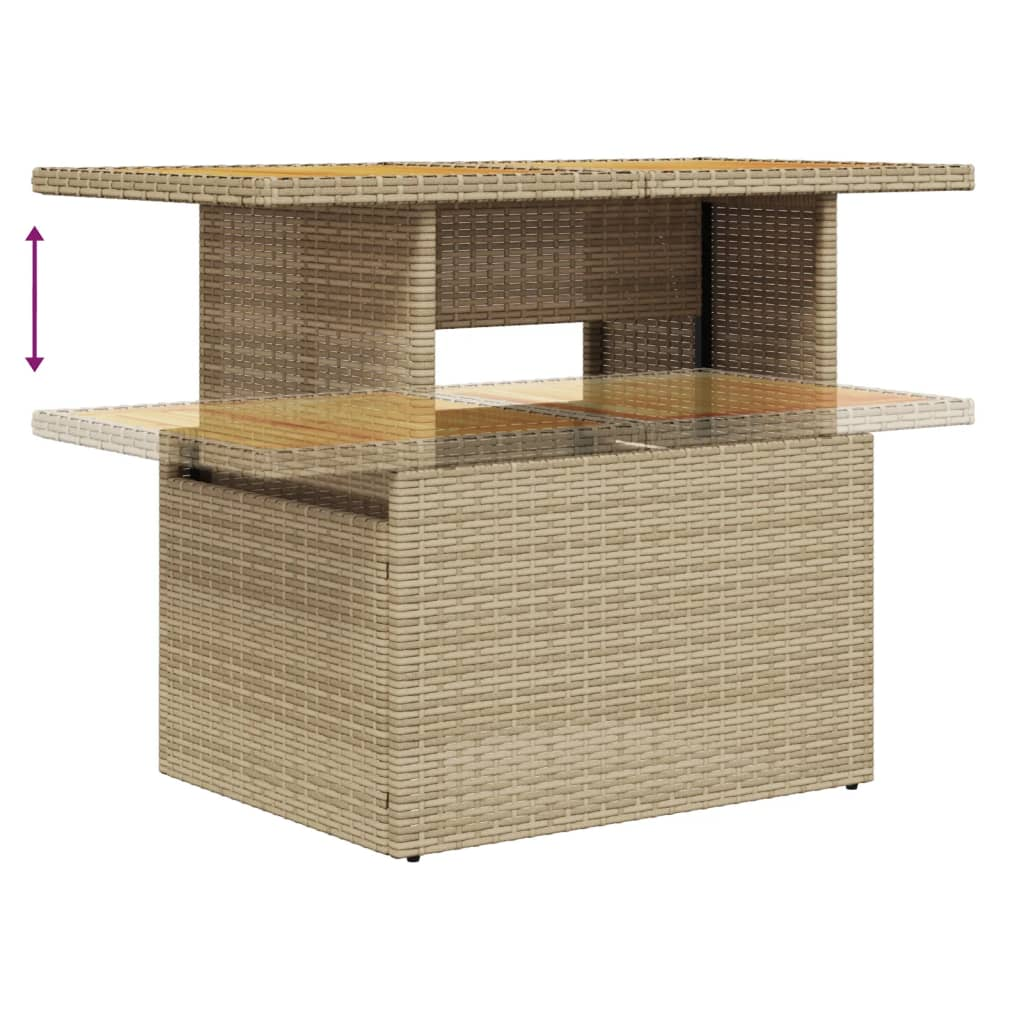 vidaXL Garden Table Beige 100x55x73 cm Poly Rattan and Acacia Wood